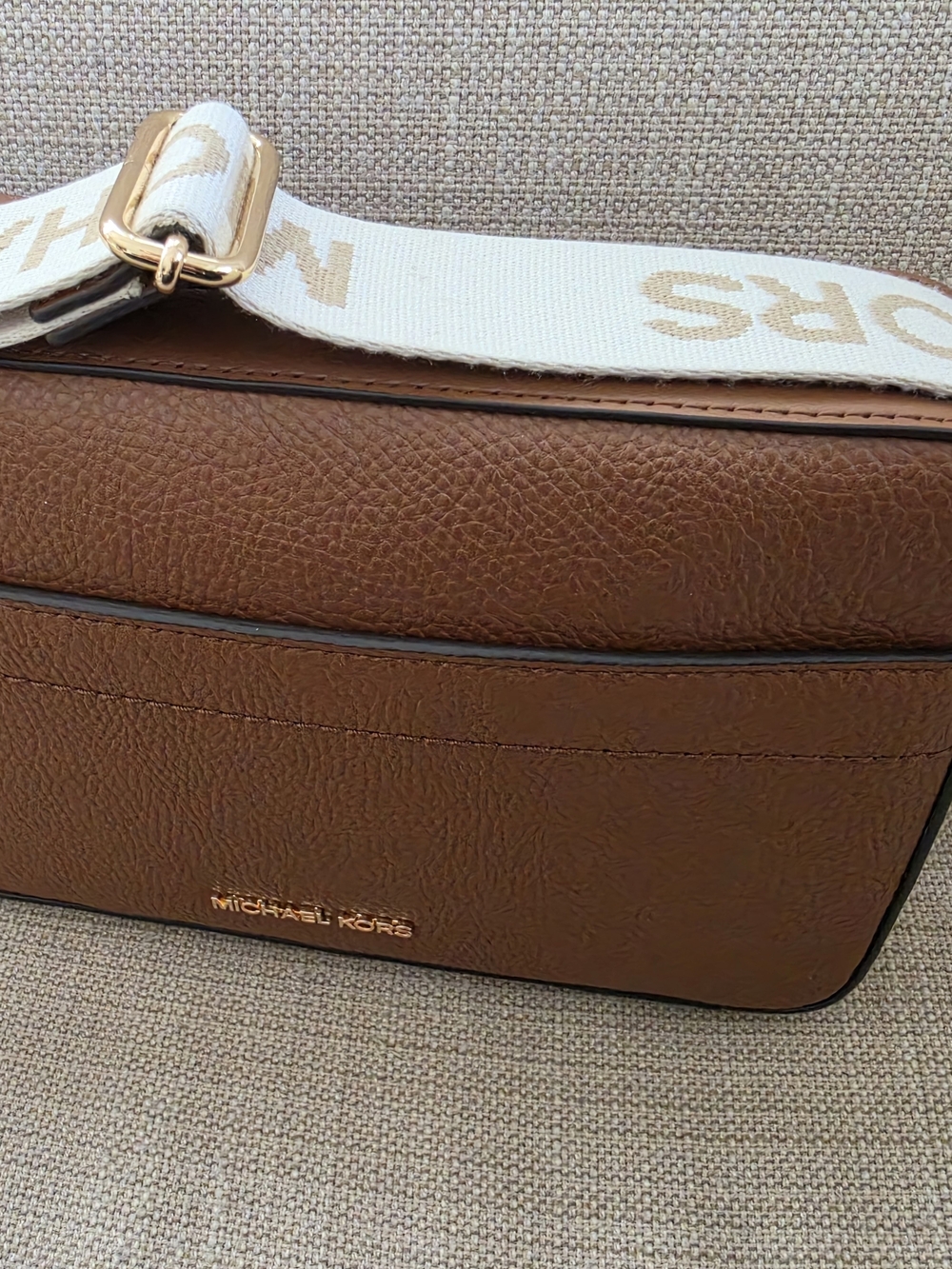 Michael Kors Brown Leather Crossbody Bag with Branded Strap